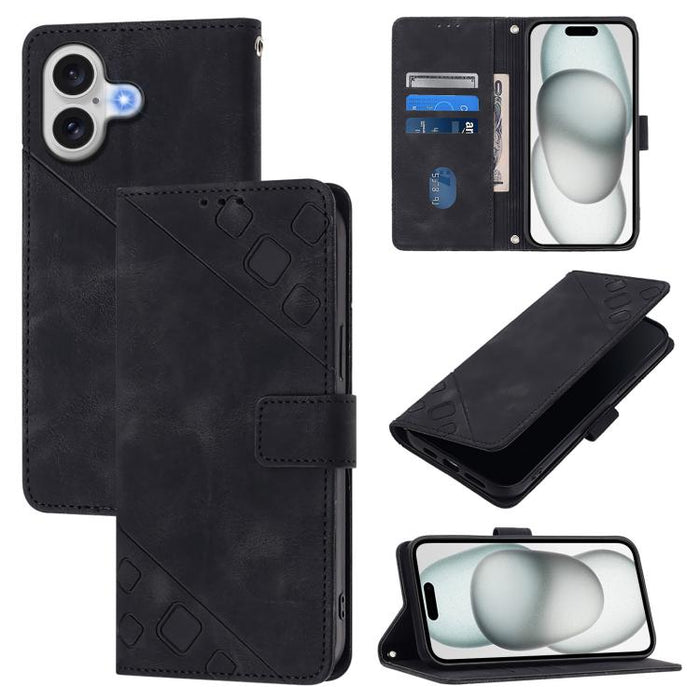 Estuche para teléfono de cuero en relieve con tacto de piel