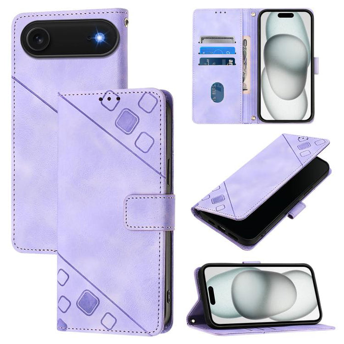 Estuche para teléfono de cuero en relieve con tacto de piel