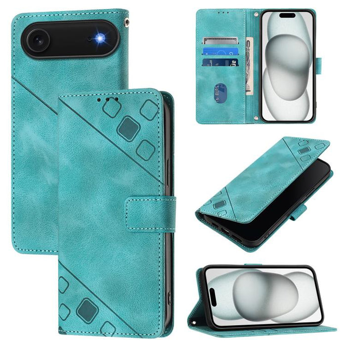 Estuche para teléfono de cuero en relieve con tacto de piel