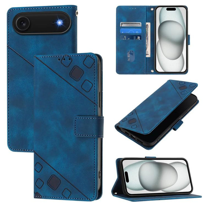 Estuche para teléfono de cuero en relieve con tacto de piel