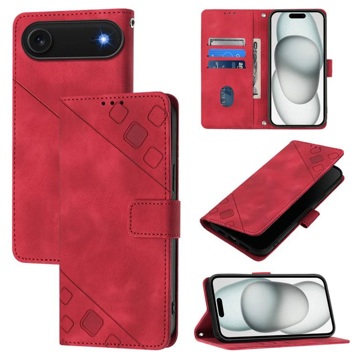 Estuche para teléfono de cuero en relieve con tacto de piel