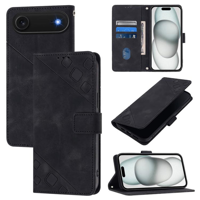 Estuche para teléfono de cuero en relieve con tacto de piel