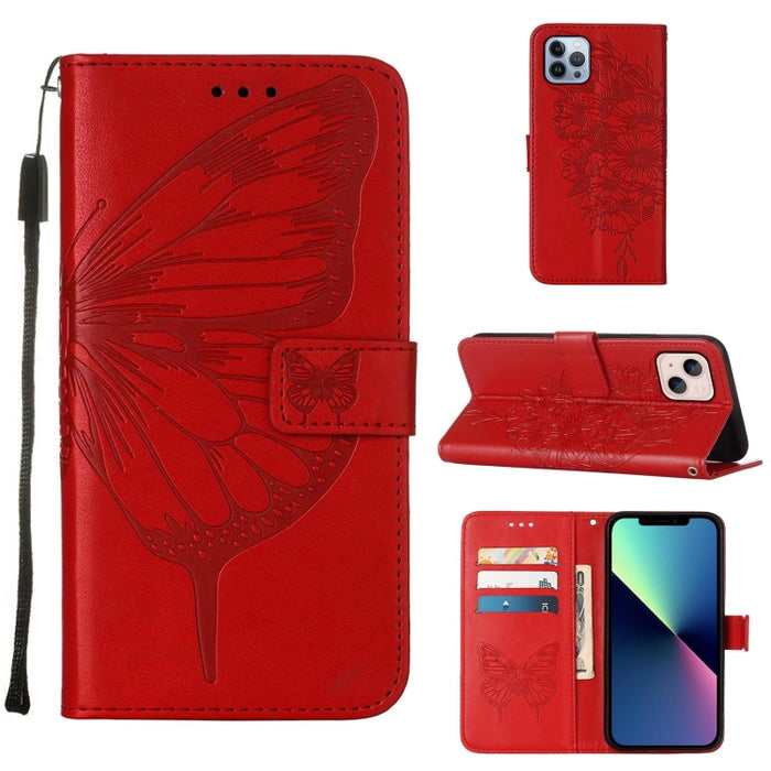 Estuche para teléfono de cuero con mariposa en relieve, For iPhone 15, For iPod Touch 7 / 6 / 5