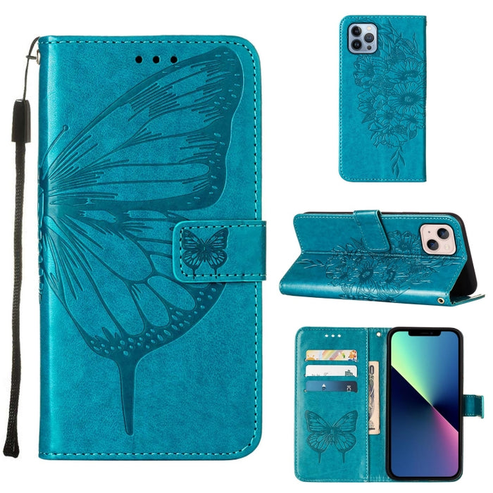 Estuche para teléfono de cuero con mariposa en relieve, For iPhone 15, For iPod Touch 7 / 6 / 5