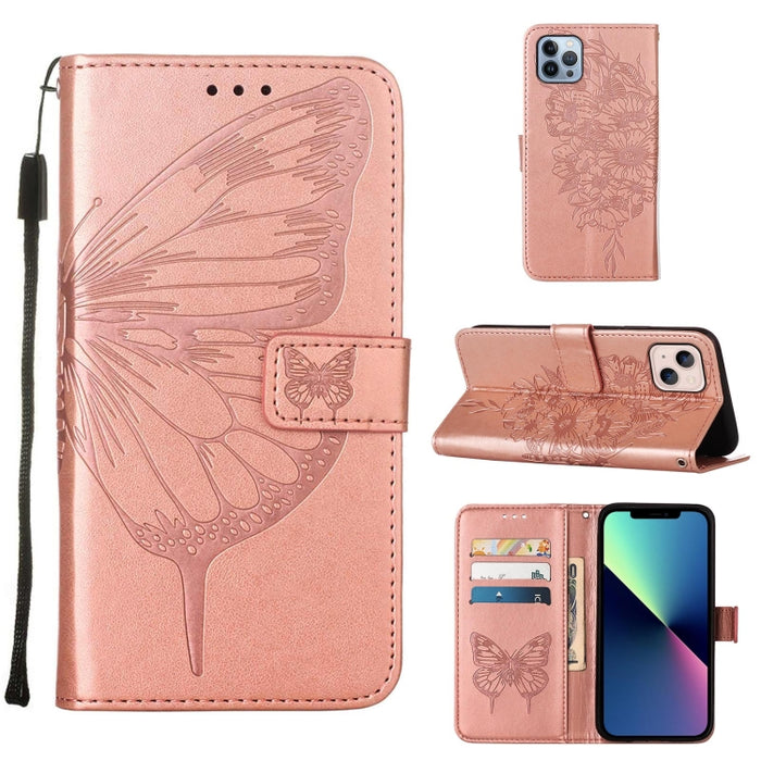 Estuche para teléfono de cuero con mariposa en relieve, For iPhone 15, For iPod Touch 7 / 6 / 5