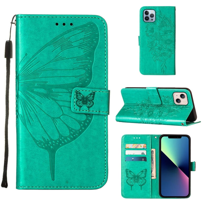 Estuche para teléfono de cuero con mariposa en relieve, For iPhone 15, For iPod Touch 7 / 6 / 5