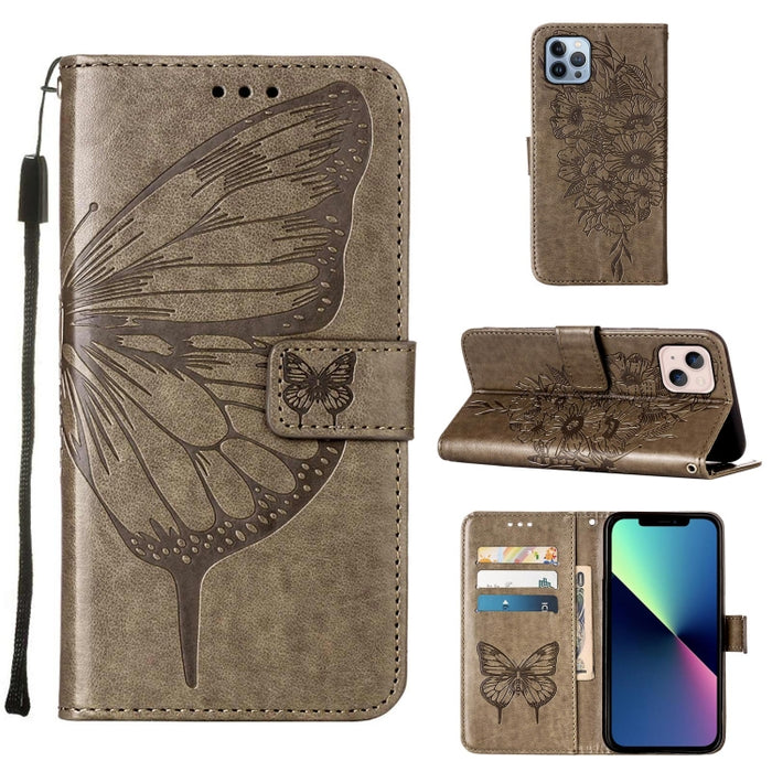 Estuche para teléfono de cuero con mariposa en relieve, For iPhone 15, For iPod Touch 7 / 6 / 5