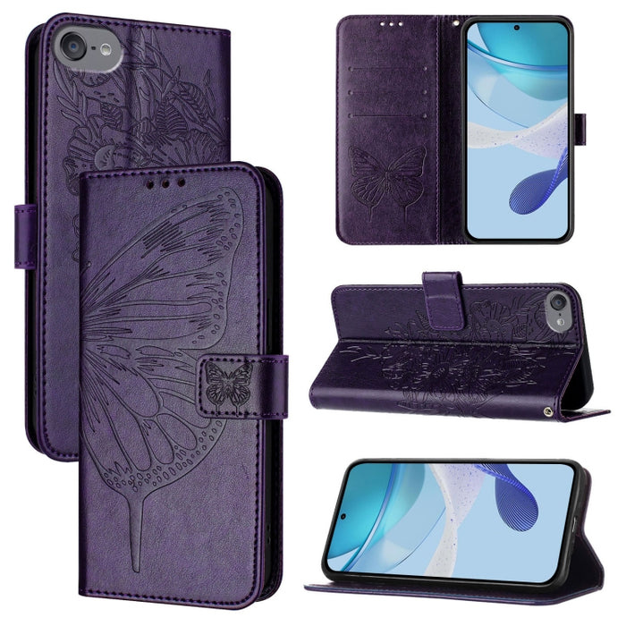 Estuche para teléfono de cuero con mariposa en relieve, For iPhone 15, For iPod Touch 7 / 6 / 5