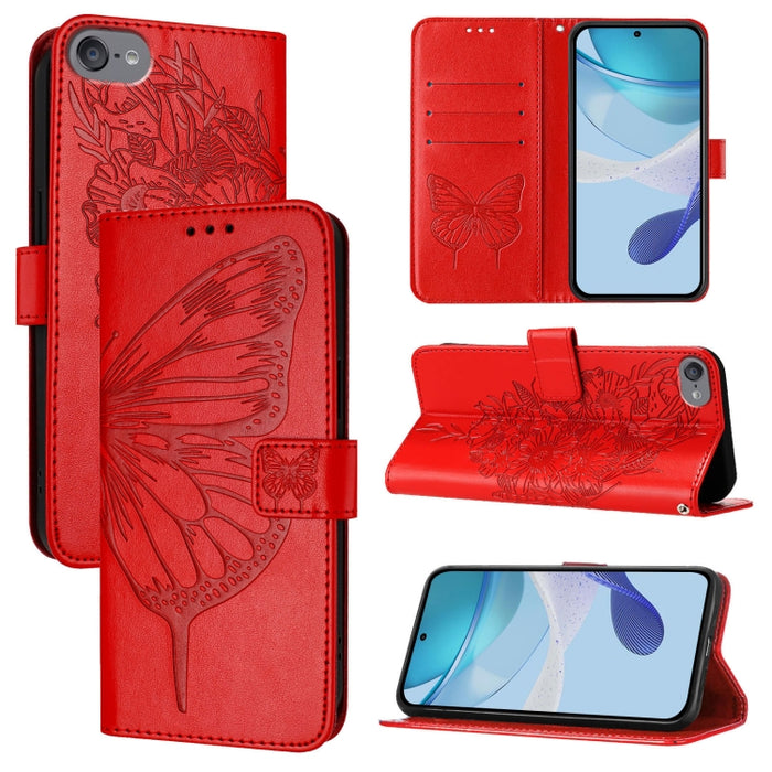 Estuche para teléfono de cuero con mariposa en relieve, For iPhone 15, For iPod Touch 7 / 6 / 5