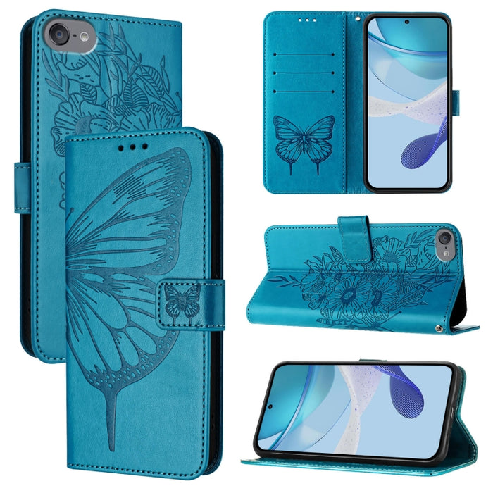 Estuche para teléfono de cuero con mariposa en relieve, For iPhone 15, For iPod Touch 7 / 6 / 5