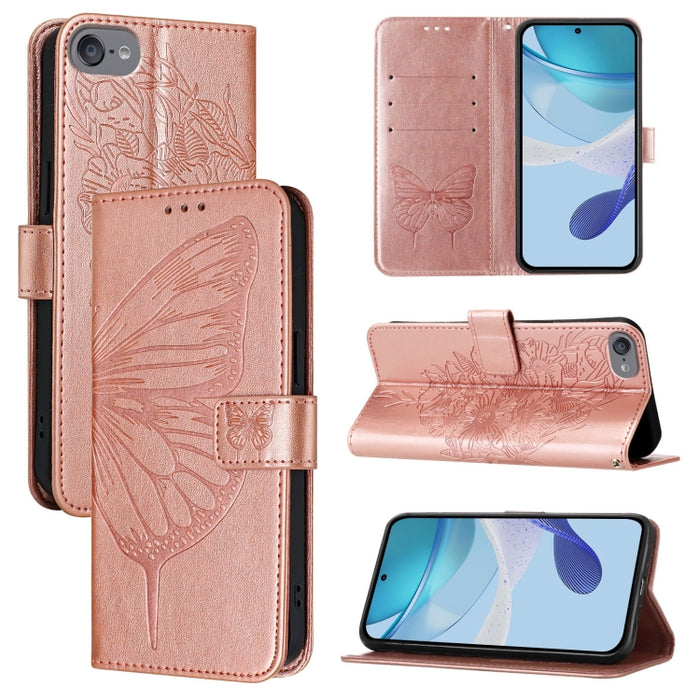 Estuche para teléfono de cuero con mariposa en relieve, For iPhone 15, For iPod Touch 7 / 6 / 5