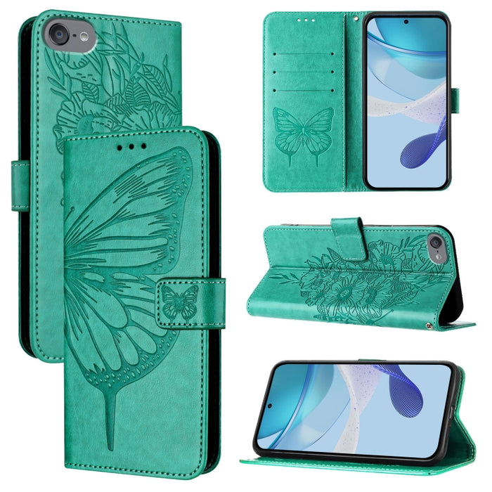 Estuche para teléfono de cuero con mariposa en relieve, For iPhone 15, For iPod Touch 7 / 6 / 5