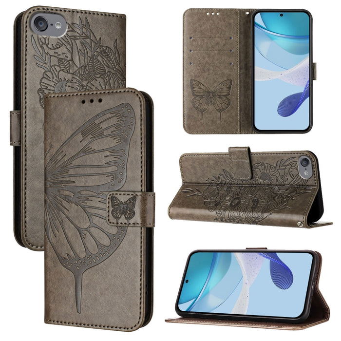 Estuche para teléfono de cuero con mariposa en relieve, For iPhone 15, For iPod Touch 7 / 6 / 5