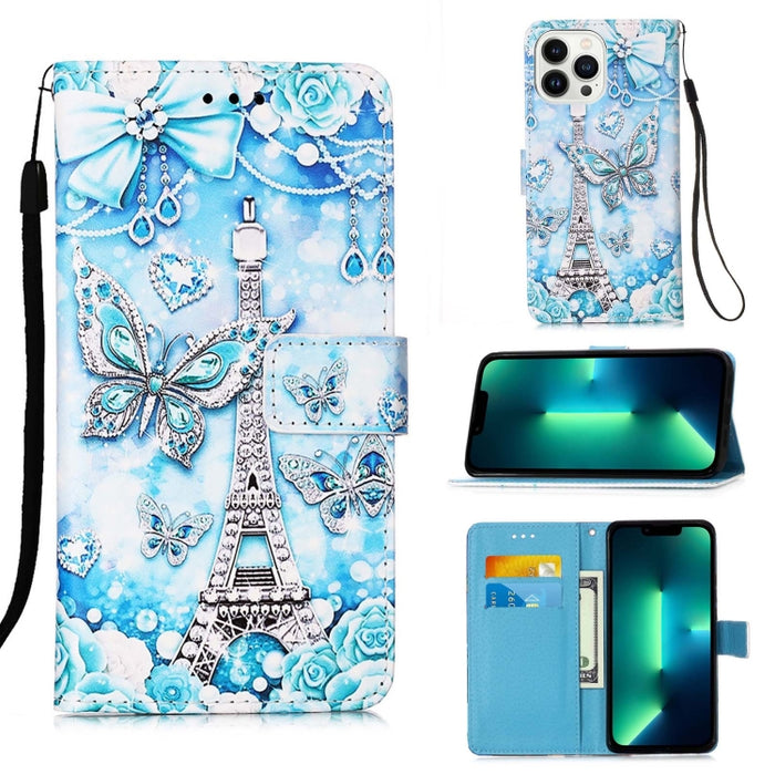 Estuche para teléfono de cuero de tejido liso con patrón de dibujo coloreado