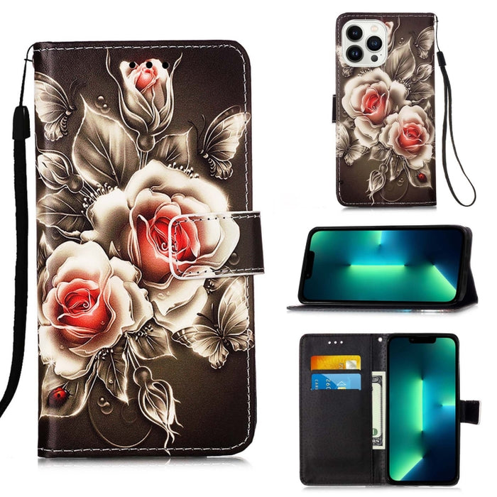 Estuche para teléfono de cuero de tejido liso con patrón de dibujo coloreado