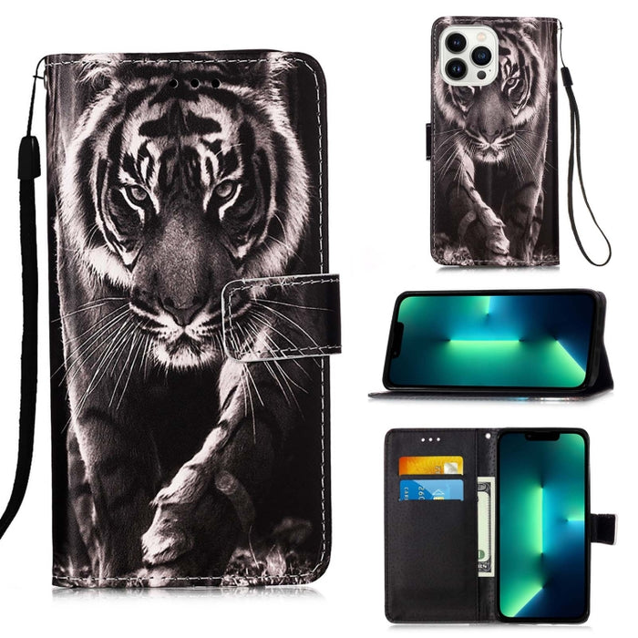 Estuche para teléfono de cuero de tejido liso con patrón de dibujo coloreado