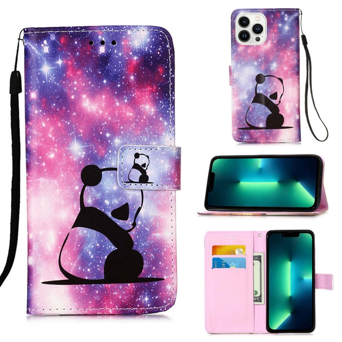Estuche para teléfono de cuero de tejido liso con patrón de dibujo coloreado