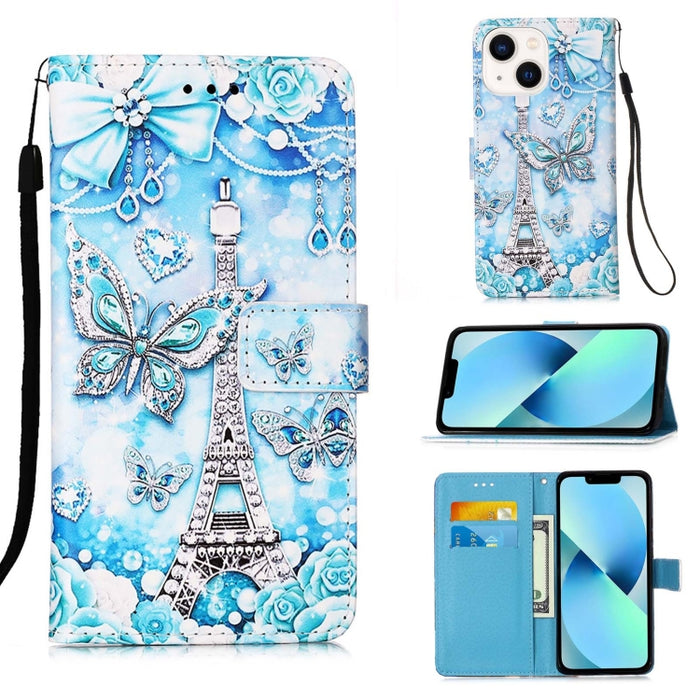 Estuche para teléfono de cuero de tejido liso con patrón de dibujo coloreado