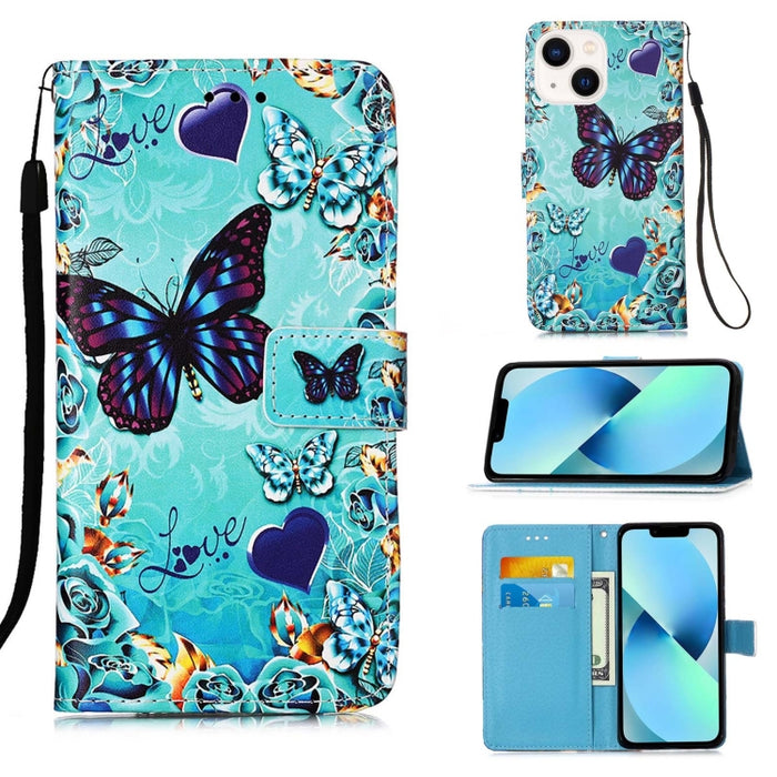 Estuche para teléfono de cuero de tejido liso con patrón de dibujo coloreado