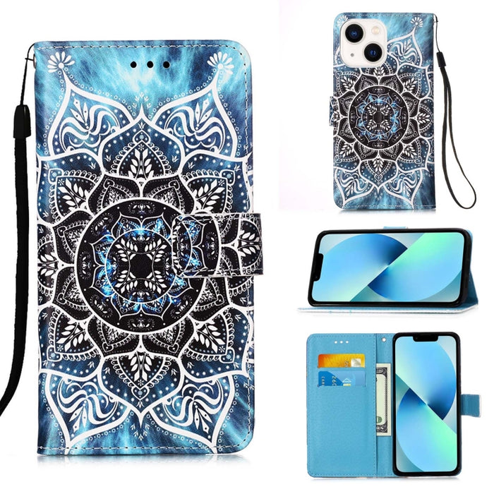 Estuche para teléfono de cuero de tejido liso con patrón de dibujo coloreado