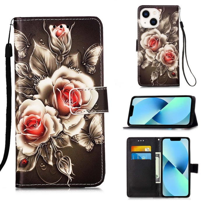 Estuche para teléfono de cuero de tejido liso con patrón de dibujo coloreado