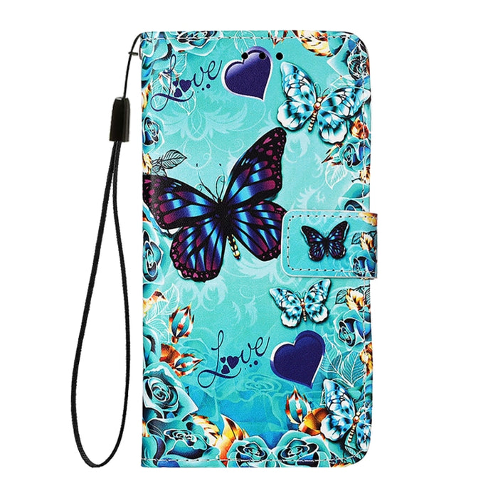 Estuche para teléfono de cuero de tejido liso con patrón de dibujo coloreado