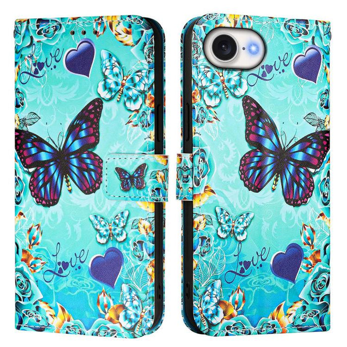 Estuche para teléfono de cuero de tejido liso con patrón de dibujo coloreado