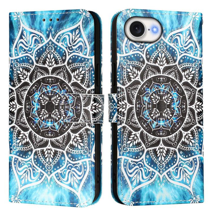 Estuche para teléfono de cuero de tejido liso con patrón de dibujo coloreado