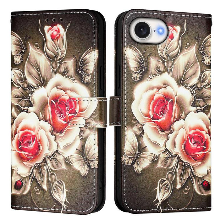 Estuche para teléfono de cuero de tejido liso con patrón de dibujo coloreado