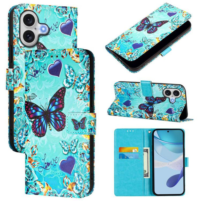 Estuche para teléfono de cuero de tejido liso con patrón de dibujo coloreado