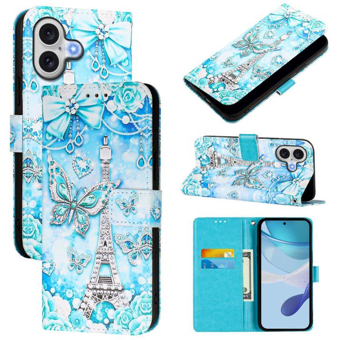Estuche para teléfono de cuero de tejido liso con patrón de dibujo coloreado