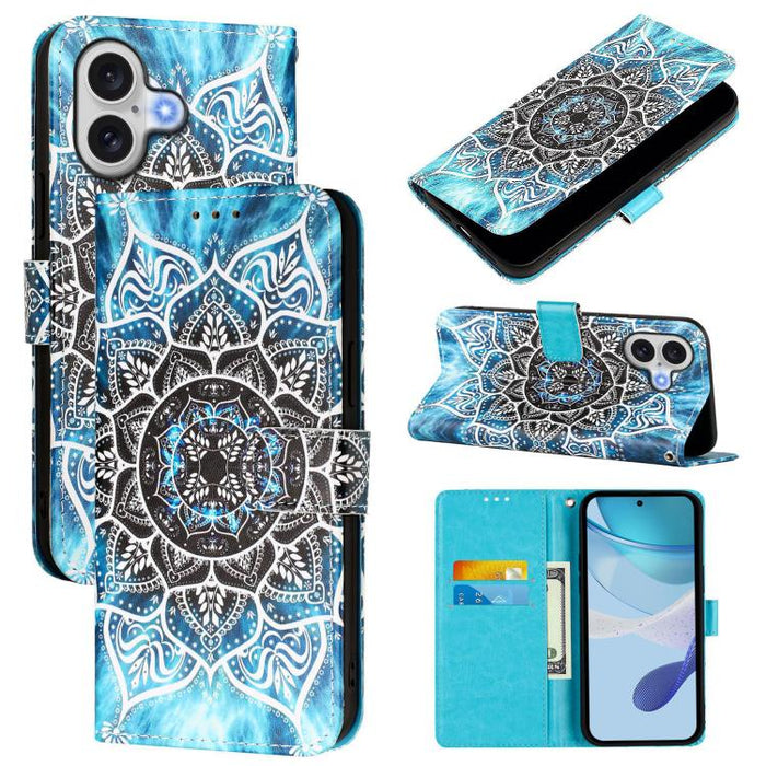 Estuche para teléfono de cuero de tejido liso con patrón de dibujo coloreado