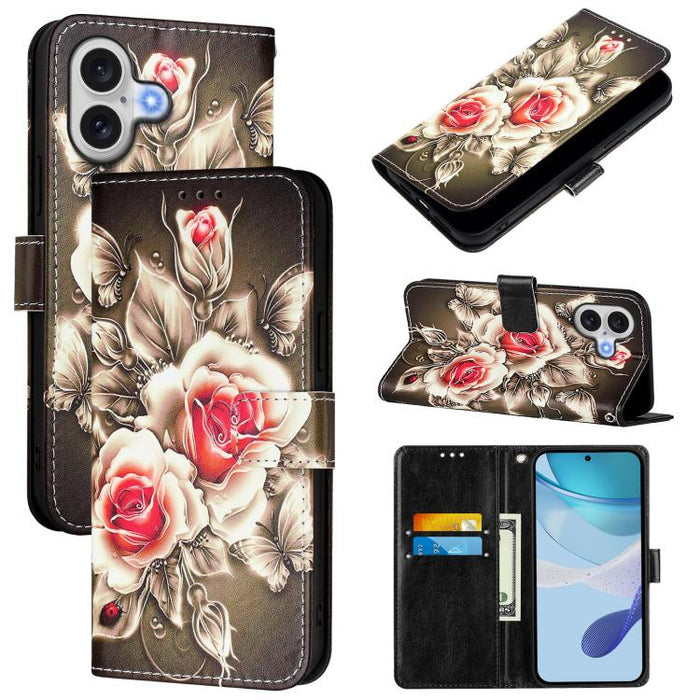 Estuche para teléfono de cuero de tejido liso con patrón de dibujo coloreado