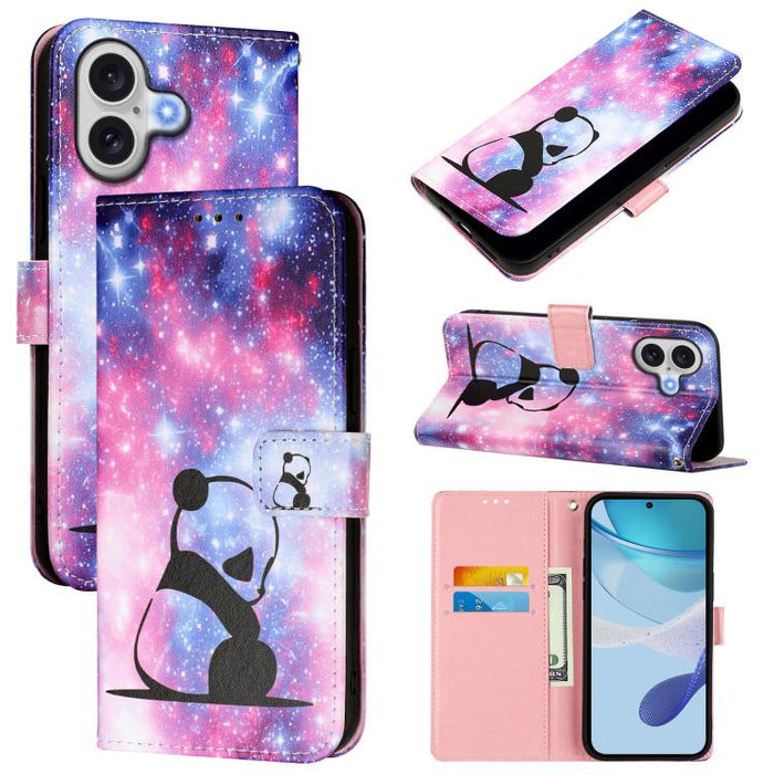 Estuche para teléfono de cuero de tejido liso con patrón de dibujo coloreado