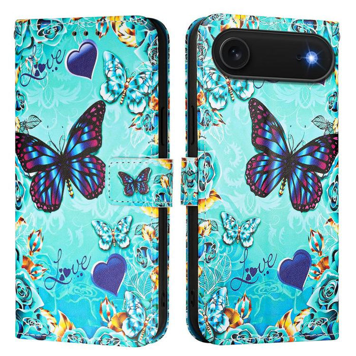 Estuche para teléfono de cuero de tejido liso con patrón de dibujo coloreado