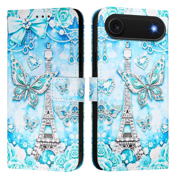 Estuche para teléfono de cuero de tejido liso con patrón de dibujo coloreado