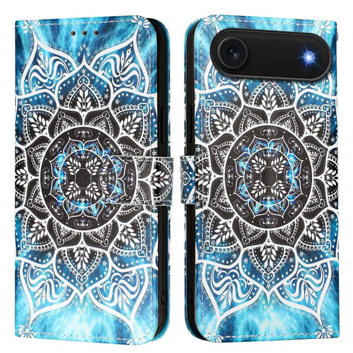Estuche para teléfono de cuero de tejido liso con patrón de dibujo coloreado