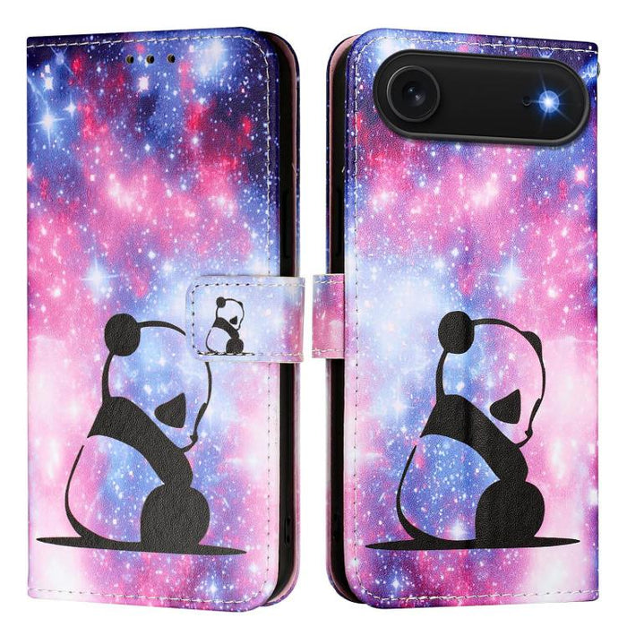 Estuche para teléfono de cuero de tejido liso con patrón de dibujo coloreado