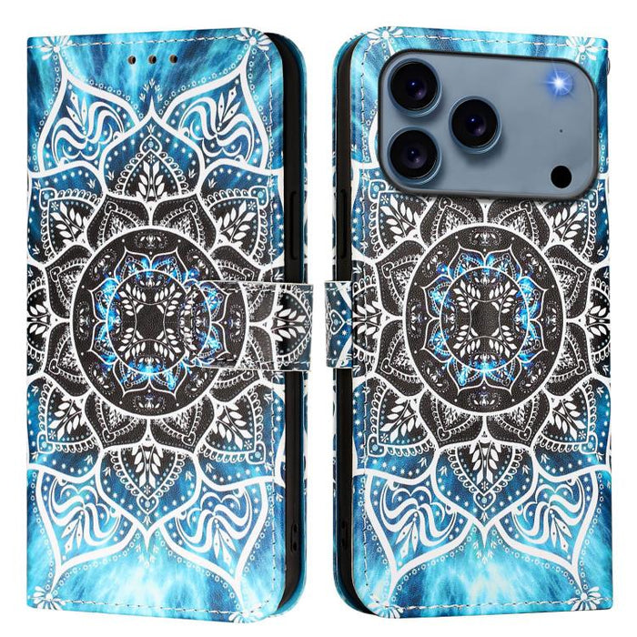 Estuche para teléfono de cuero de tejido liso con patrón de dibujo coloreado
