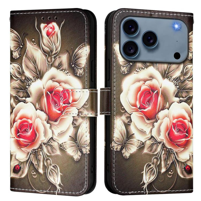 Estuche para teléfono de cuero de tejido liso con patrón de dibujo coloreado