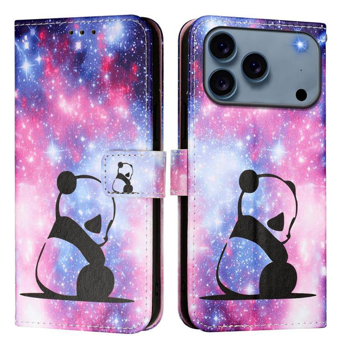 Estuche para teléfono de cuero de tejido liso con patrón de dibujo coloreado