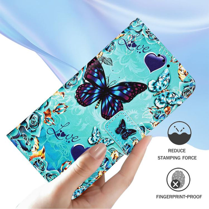 Estuche para teléfono de cuero de tejido liso con patrón de dibujo coloreado