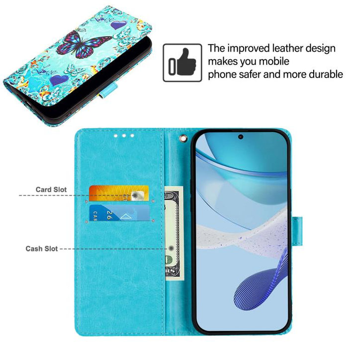 Estuche para teléfono de cuero de tejido liso con patrón de dibujo coloreado