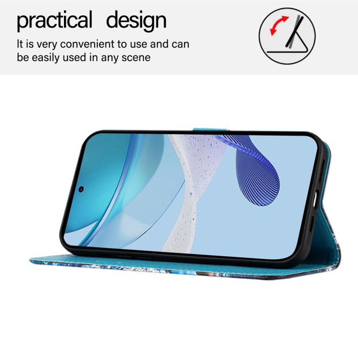 Estuche para teléfono de cuero de tejido liso con patrón de dibujo coloreado
