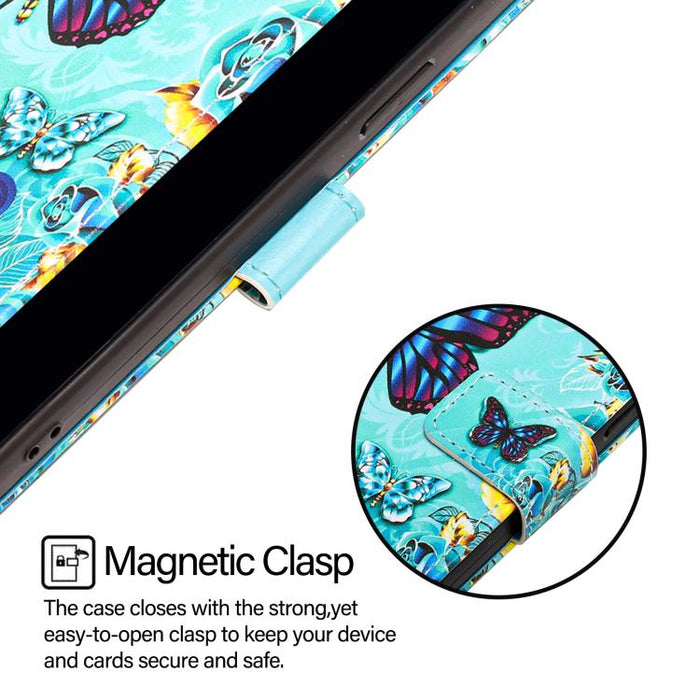 Estuche para teléfono de cuero de tejido liso con patrón de dibujo coloreado
