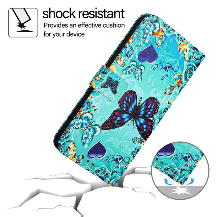 Estuche para teléfono de cuero de tejido liso con patrón de dibujo coloreado