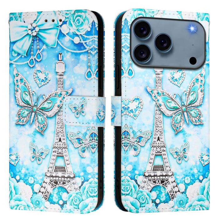 Estuche para teléfono de cuero de tejido liso con patrón de dibujo coloreado