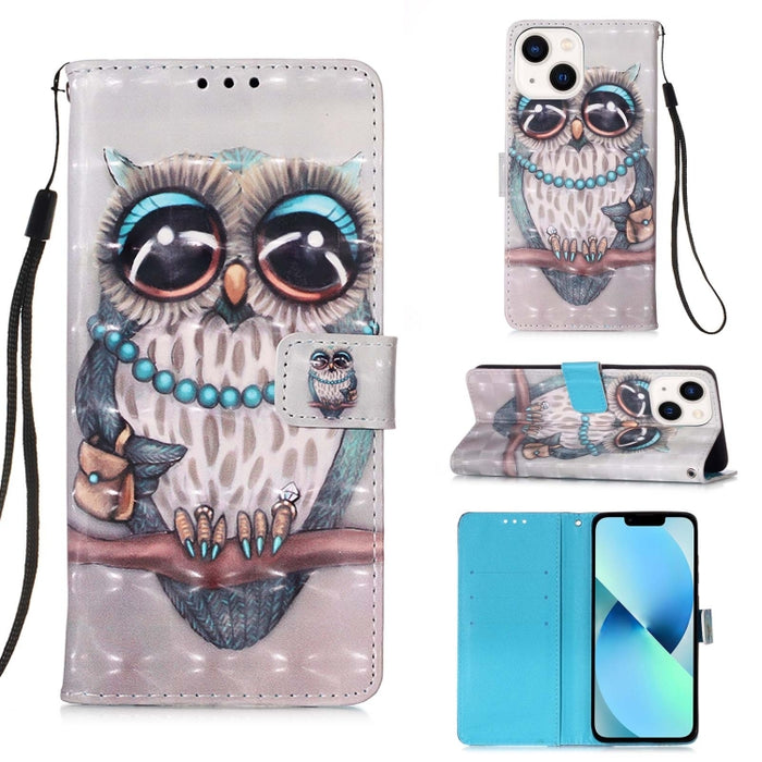 Caja de teléfono de cuero con tapa horizontal de pintura 3D, For iPhone 15, For iPod Touch 7 / 6 / 5