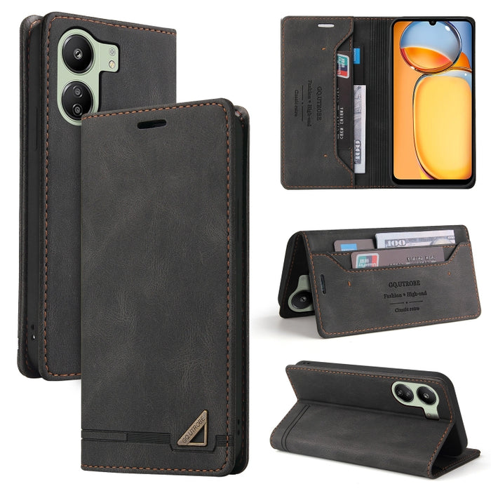 Estuche de cuero con tapa horizontal y cepillo antirrobo Skin Feel con soporte, For Xiaomi Redmi Note 13 5G, For Xiaomi Redmi 13C, For Xiaomi Redmi Note 13 Pro+, For Xiaomi Redmi Note 13 Pro 5G, For Xiaomi 13T, For Xiaomi Redmi 12                      ...
