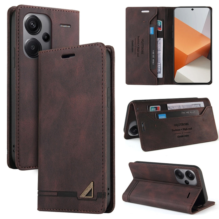 Estuche de cuero con tapa horizontal y cepillo antirrobo Skin Feel con soporte, For Xiaomi Redmi Note 13 5G, For Xiaomi Redmi 13C, For Xiaomi Redmi Note 13 Pro+, For Xiaomi Redmi Note 13 Pro 5G, For Xiaomi 13T, For Xiaomi Redmi 12                      ...